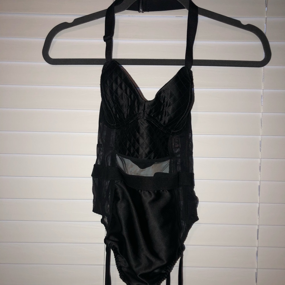 Halter black lingerie corset (side zip) By VS